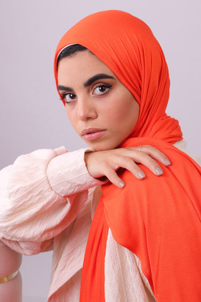 Premium Jersey Hijab- Orange - Le Voile Americas