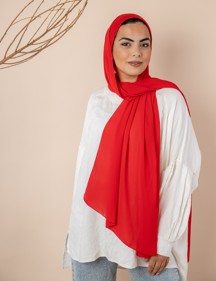Chiffon Hijab Sets  - Red