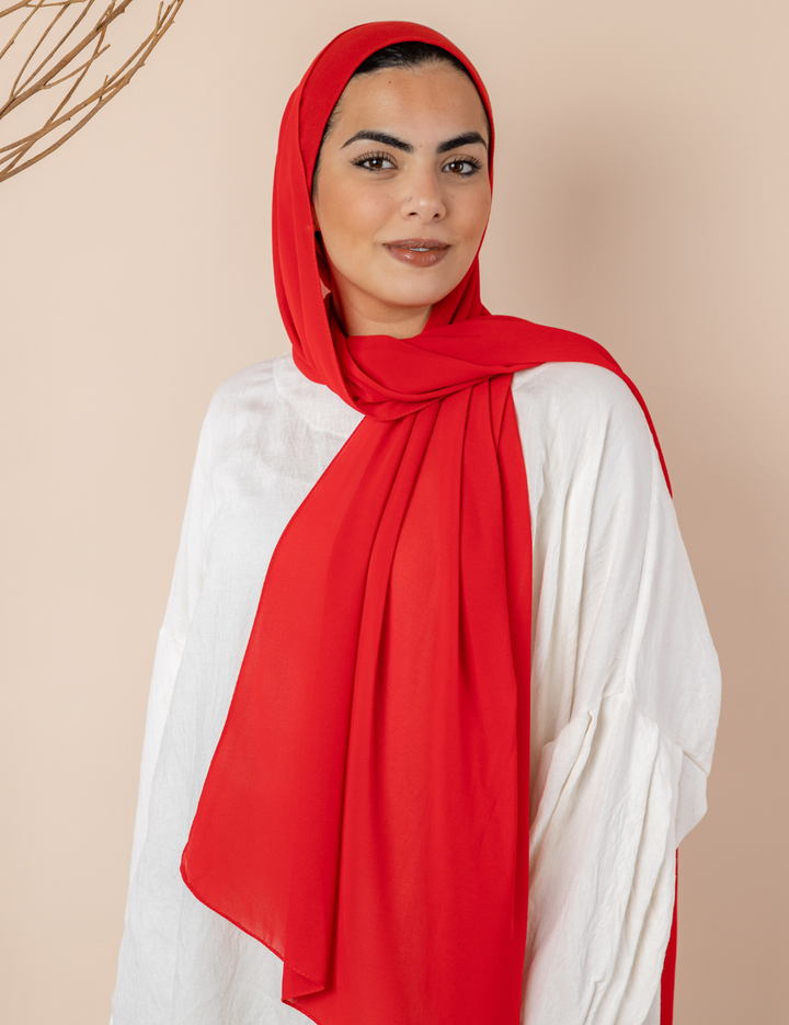 Chiffon Hijab Sets  - Red