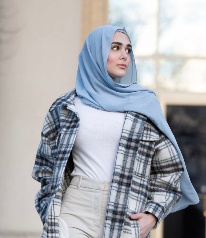 Premium Chiffon Hijab- Light Blue