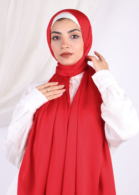 Perfect Satin Hijab-Red - Le Voile Americas